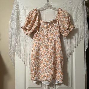 F21 FLORAL PUFFY SLEEVE DRESS